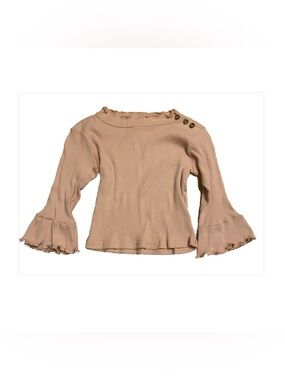 Rachel Zoe Little Girls Ribbed Bell Sleeve Top with Button Detail - Blush 4T
